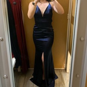 Blue satin formal dress worn once!